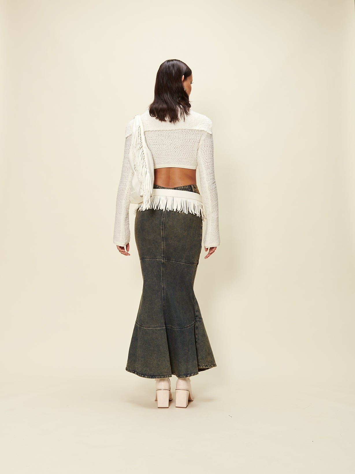 ASOS DESIGN denim split front mini skirt in midwash - ShopStyle