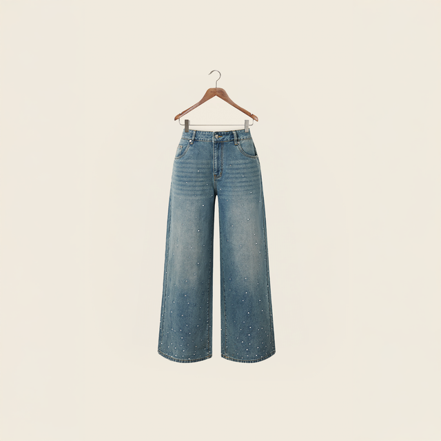 CRYSTALLISED WIDE LEG DENIM
