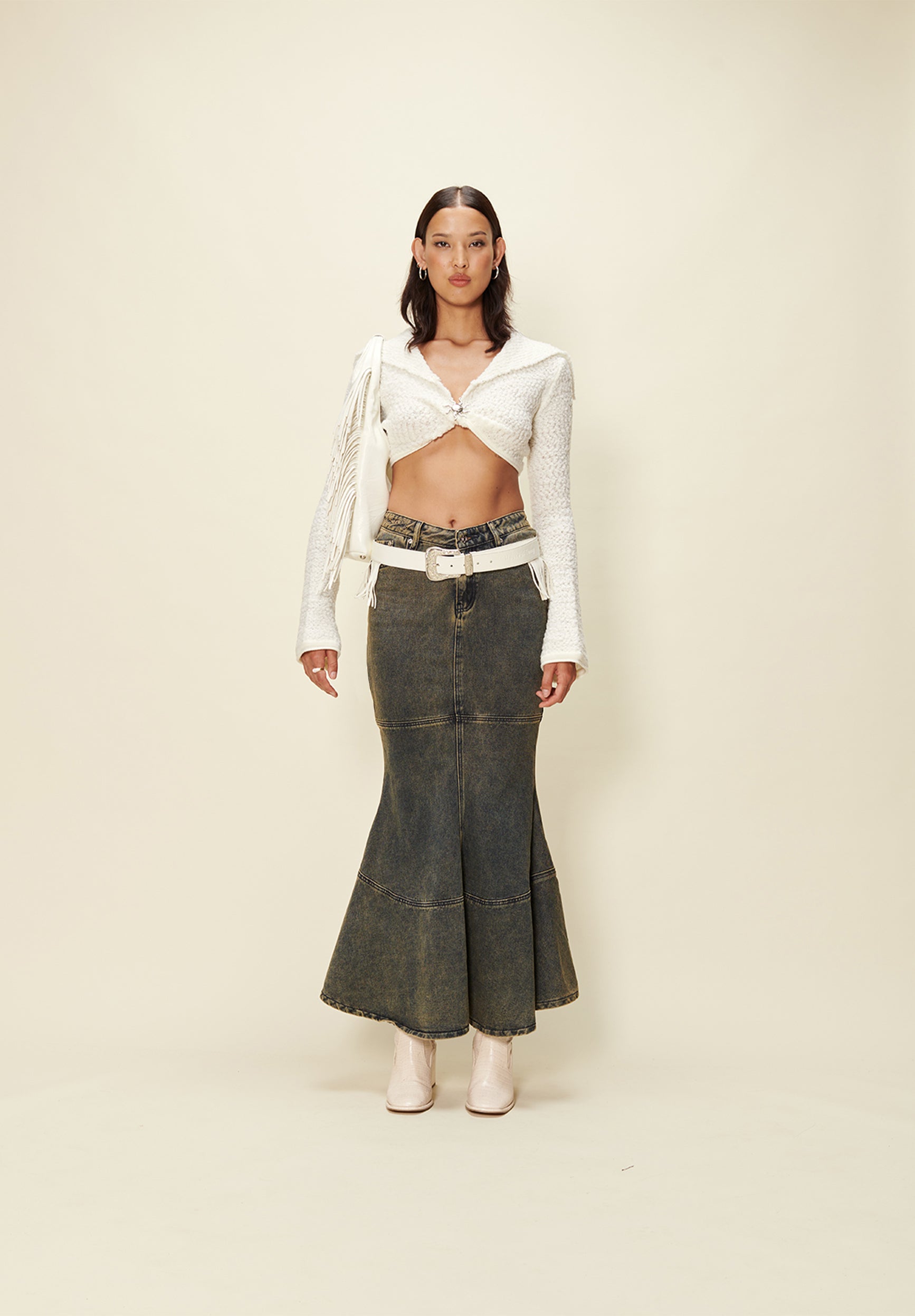Smak Parlour Plus Size Dark Denim Tulip Match Game Mini Skirt | Dark D