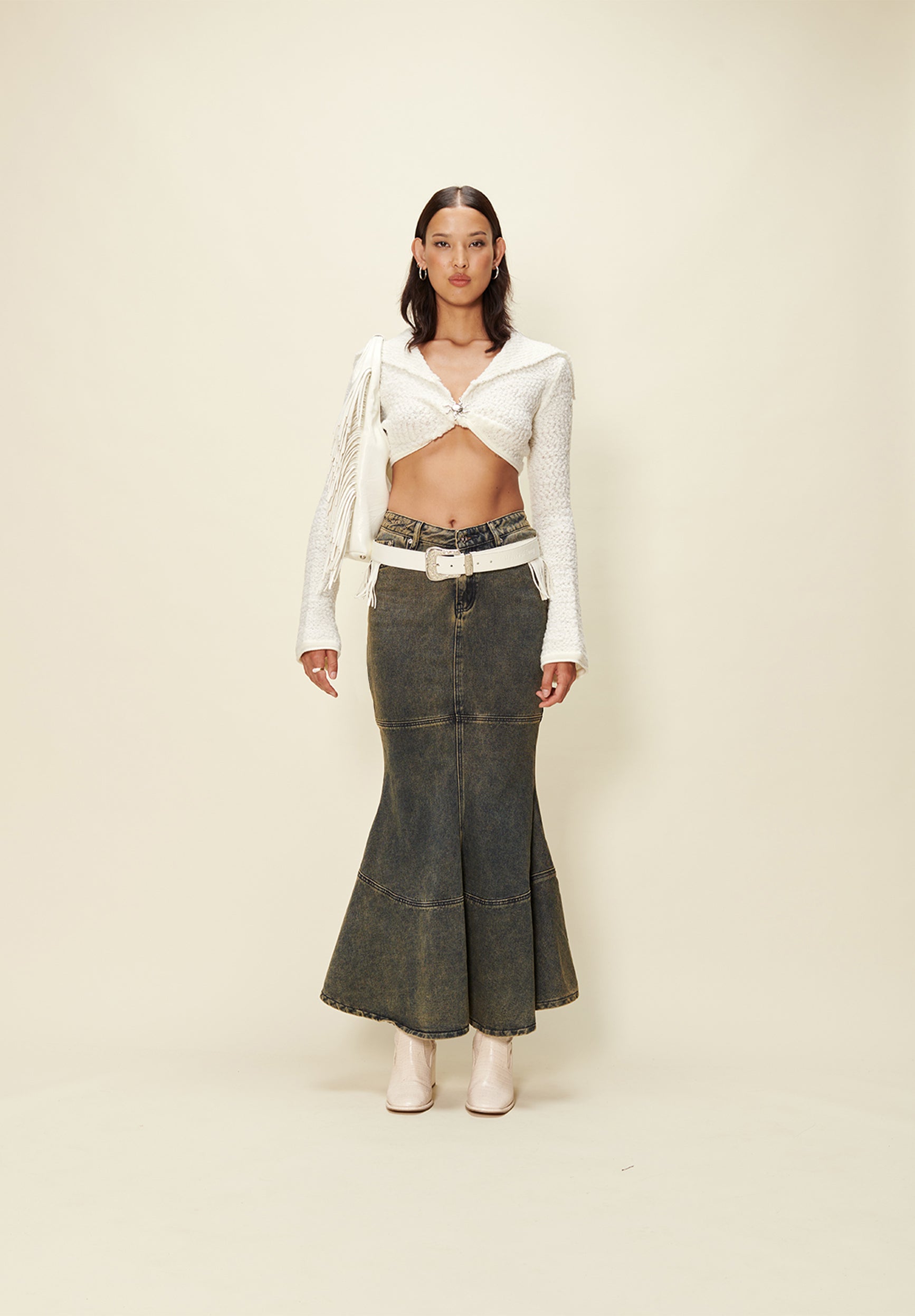 Denim store tulip skirt