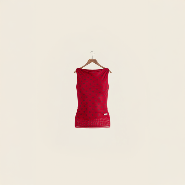 DOUBLE LAYER POLKA DOT MESH VEST